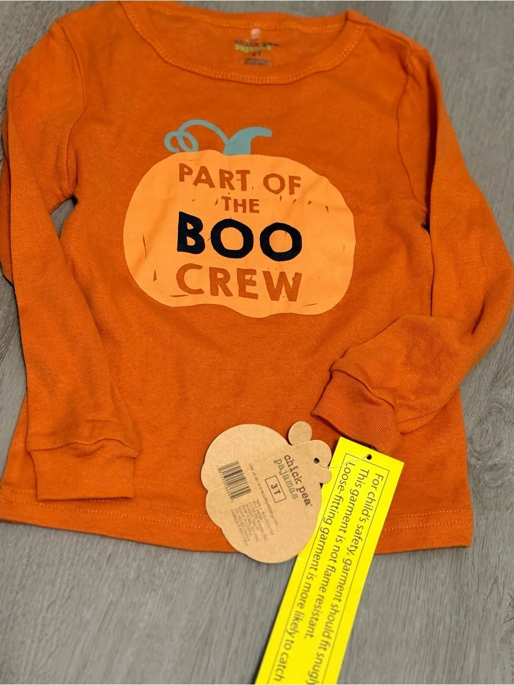 chick pea Orange Halloween 'Boo Crew' Pajama Set with Striped Leggings